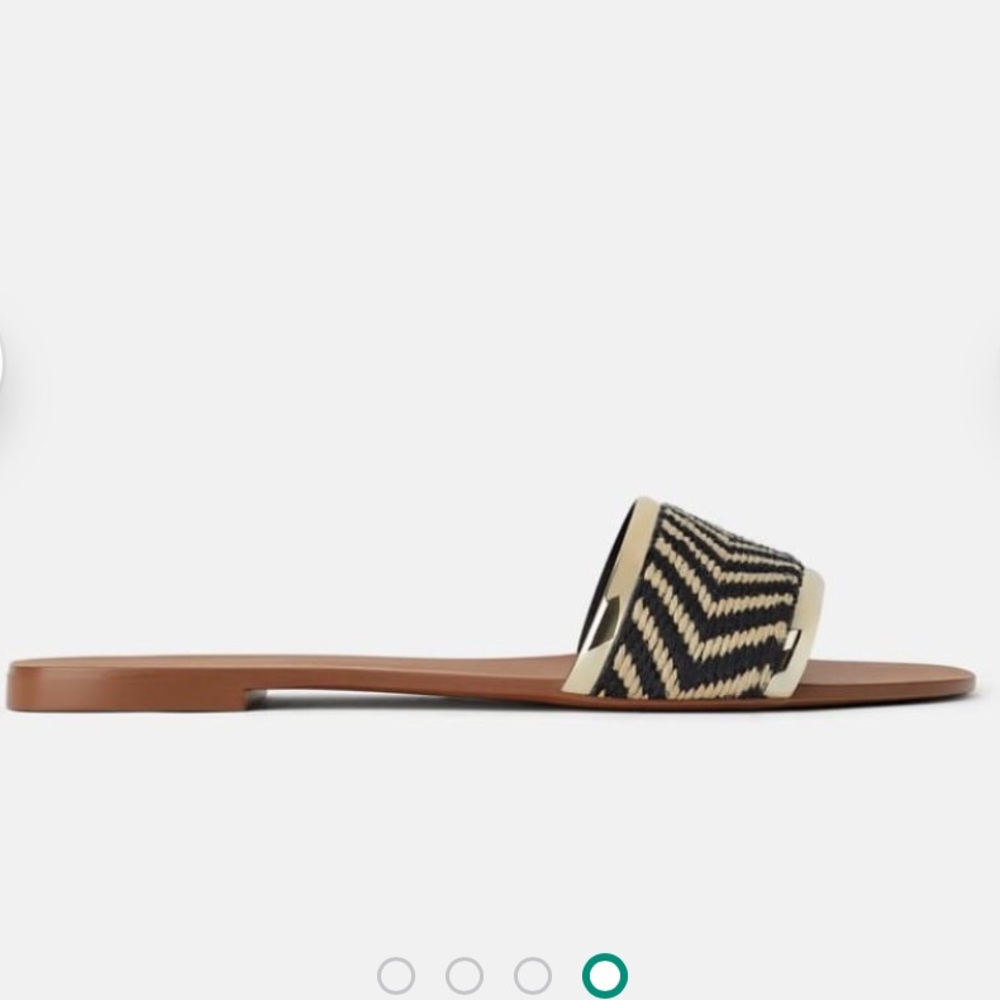 ZARA CHEVRON PRINT NATURAL FABRIC FLATS - Picture 7 of 7
